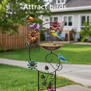 Bird Bath with Trellis Outdoor, Garden Trellis with Detachable Bird Bowl Metal Potted Plants Support for Climbing Flowers